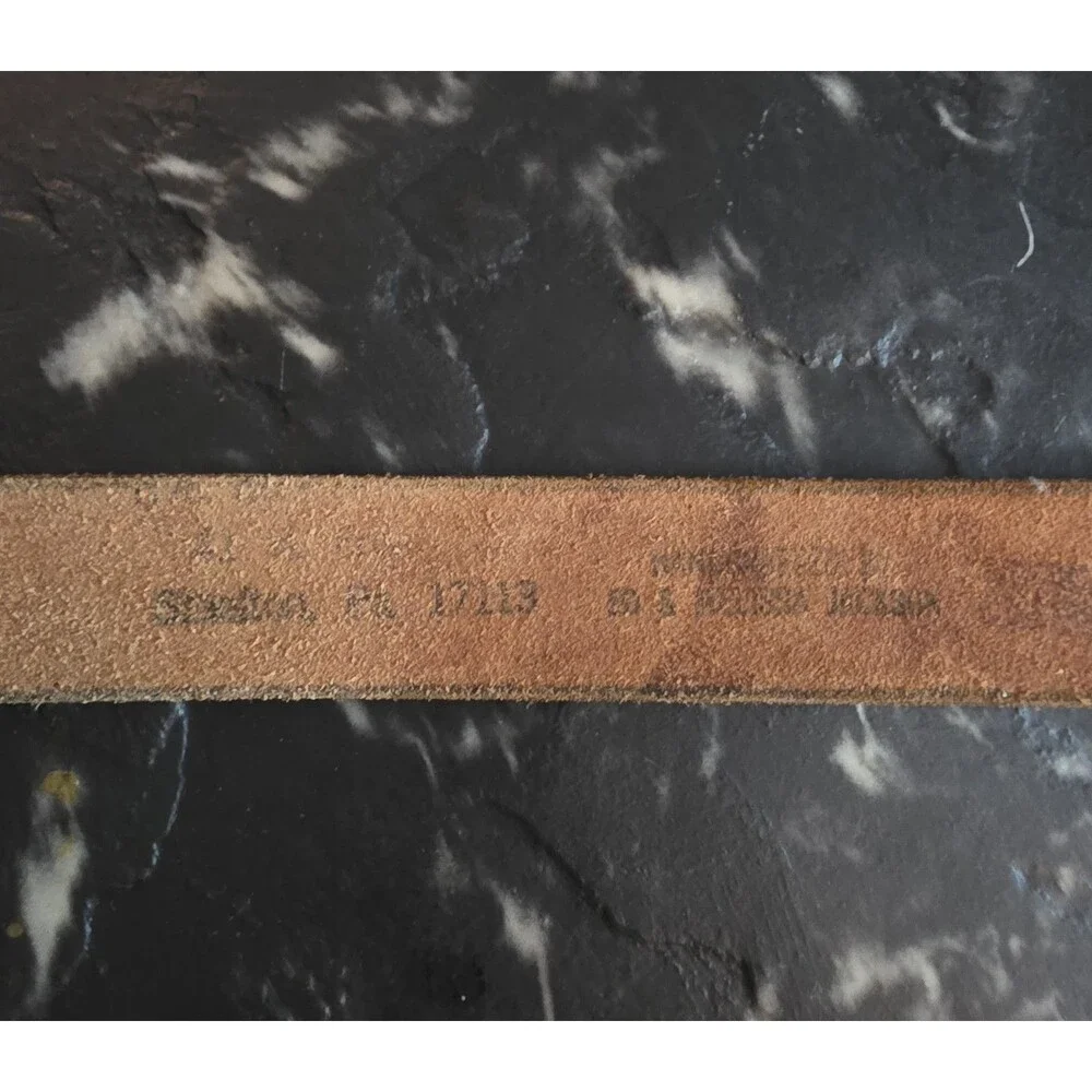 Vintage Masonic Freemason Handcrafted Leather Belt Square Compass Buckle 42in